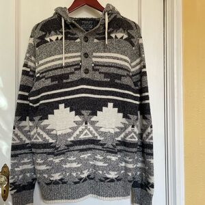 American Eagle Outfitters Aztec black Baja Hoodie Sweater - Men’s Size medium